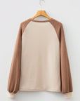 Colorblock Waffle Knit Raglan Sleeve Top