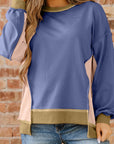 Alaina Waffle Patchwork Oversize Sweatshirt