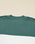 Colorblock Ribbed Knit Long Sleeve Sweater