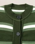 Stripe Drop Shoulder Buttoned Cardigan Sweater