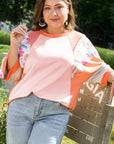 Selah Plus Size Floral Raglan Half Sleeve Top