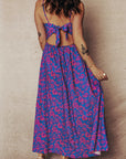 Floral Twisted V-Neck Tied Backless Maxi Dress