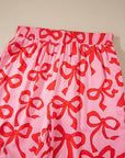 Bow Long Sleeve Top and Pants Pajama Set