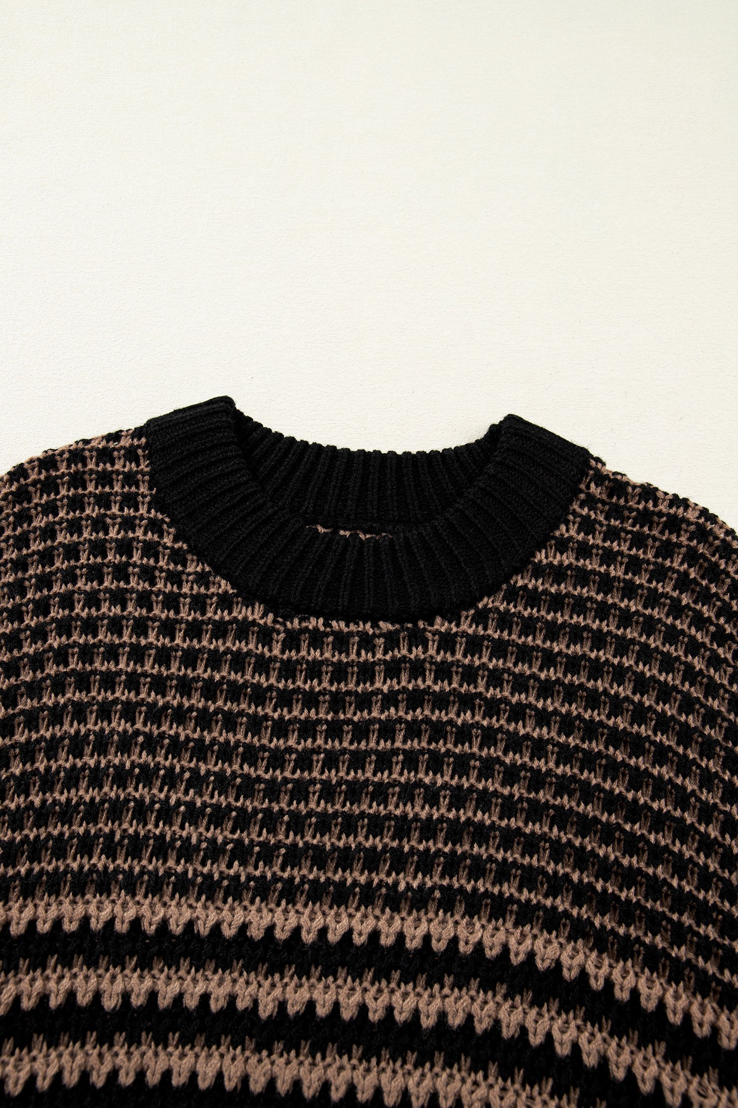 Stripe Draped 3/4 Sleeve Slouchy Sweater