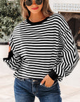 Stripe Reverse Seam Drop Shoulder Top