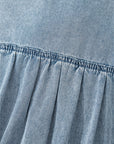 Clare Sleeveless Ruffled Chambray Dress