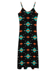 Baha Ranch Turquoise Orange Aztec Western Maxi Dress