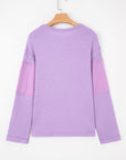 Sawyer Contrast Textured Patchwork Long Sleeve Top