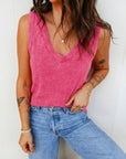 Mineral Wash V-Neck Tank Top