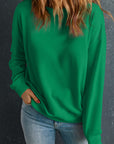Solid Drop Shoulder Crewneck Pullover Sweatshirt