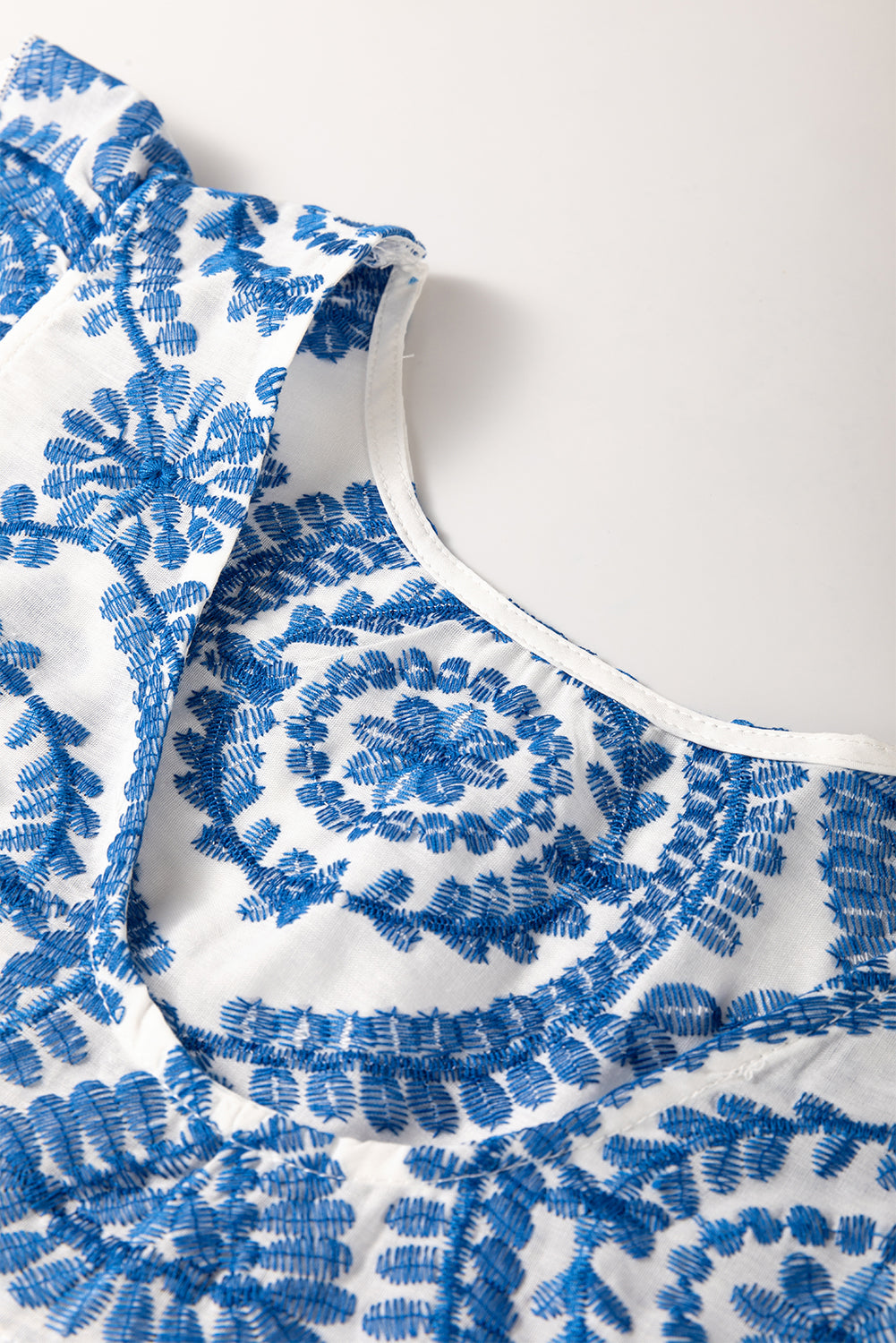 Boho Flutter Sleeve Crew Neck Blouse