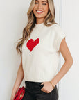 Heart Graphic Cropped Short Sleeve Sweater