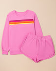 Colorblock Stripe Pullover and Shorts Set
