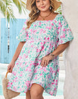 Plus Size Floral Ric-Rac Trim Mini Dress