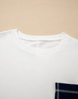 Colorblock Reverse Seam Patch Pocket Drop Shoulder Sweatshirt