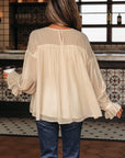 Mayaevi Sleeve Chiffon Blouse Long Sleeve Top