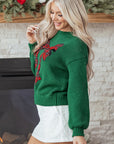 Monamara Bow Graphic Christmas Sweater