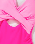 Colorblock Ric-Rac Trim Cutout Swimsuit