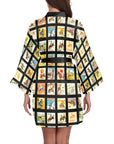 Baha Ranch Vintage Cowboy Collage Satin Kimono Robe