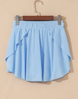 Solid Drawstring Elastic Waist Lined Tennis Skort