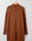 Solid Ribbed Mock Neck Sweater Dress