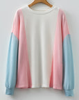 Louise Color Block Corded Long Sleeve Top