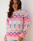 Kayaetta Knit Feather Cuffed Sweater
