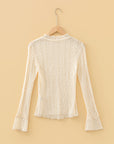Lace Mock Neck Flounce Long Sleeve Top