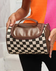 Black Checkered Zipper Makeup Bag