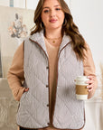Plus Size Stripe Quilted Snap Button Vest