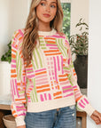Tru Pattern Puff Sleeve Sweater