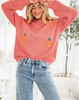Pumpkin Embroidered Thanksgiving Holiday Sweater