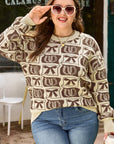 Magnolia Horseshoe Print Checkered PLUS Sweater