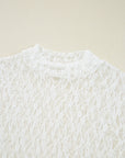 Sheer Lace Bell Sleeve Mock Neck Blouse
