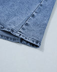 Western Denim Button Front Slit Sleeveless Vest