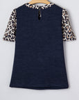 Leopard Patchwork Ribbed Short Sleeve Top