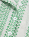 Stripe Half Buttoned Short Sleeve Blouse
