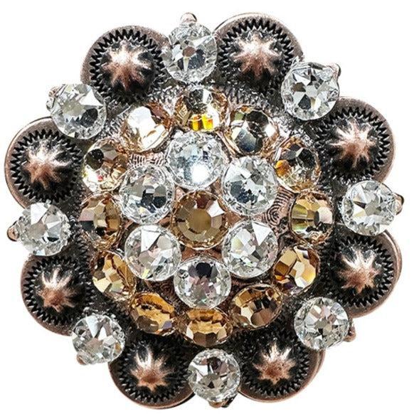 Champagne &amp; Clear Copper 2" European Crystal Concho