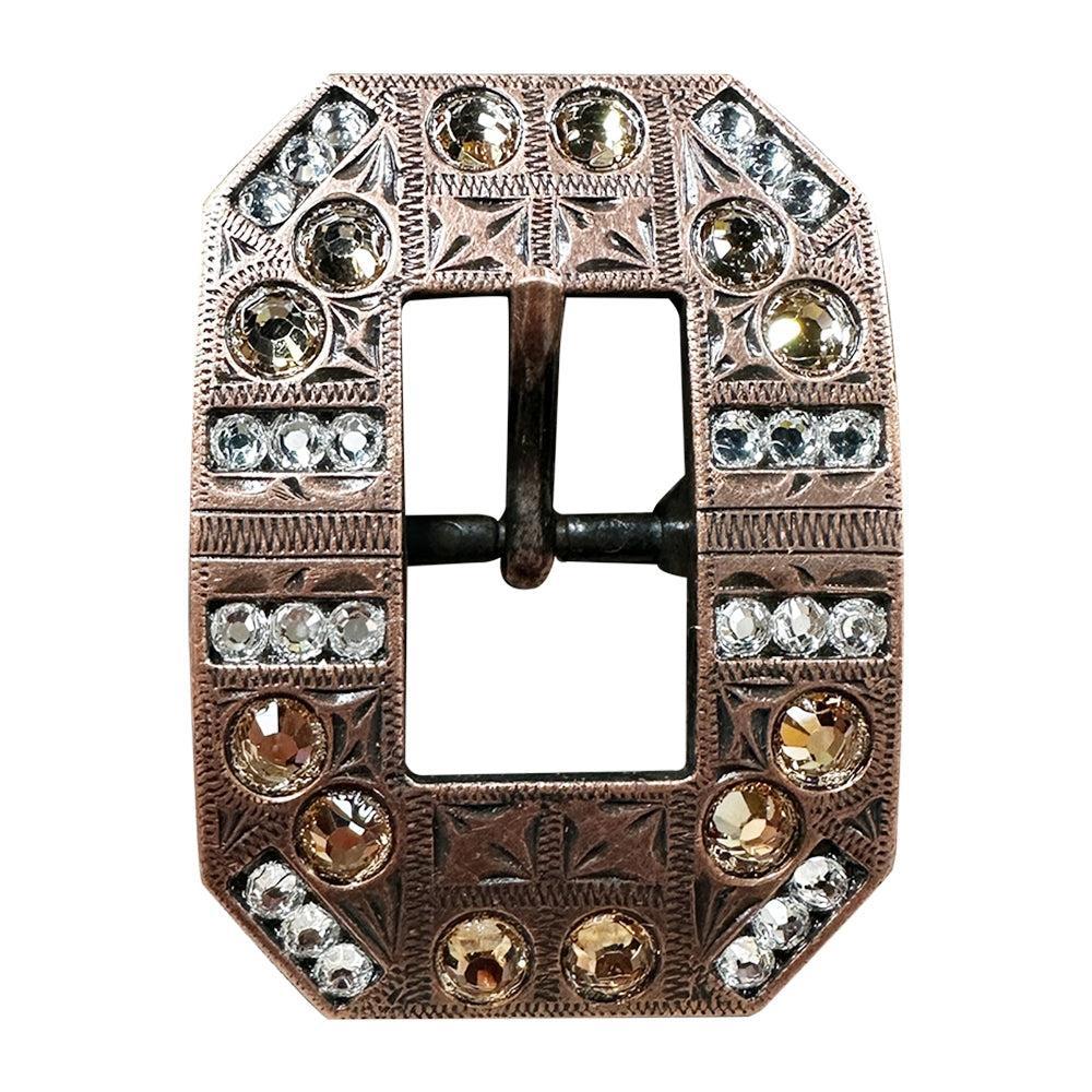 Champagne &amp; Clear Copper European Crystal Square Cart Buckle