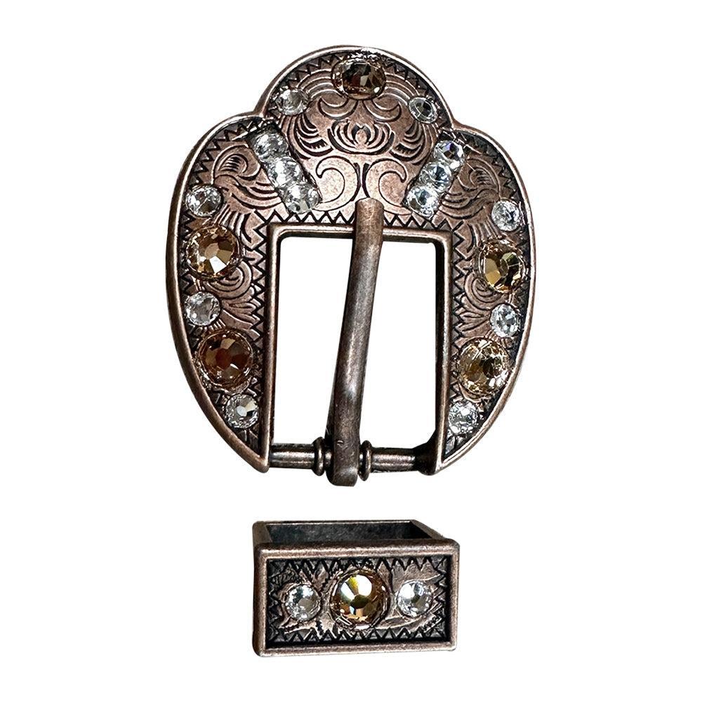 Champagne &amp; Clear Copper European Crystal Fancy Buckle