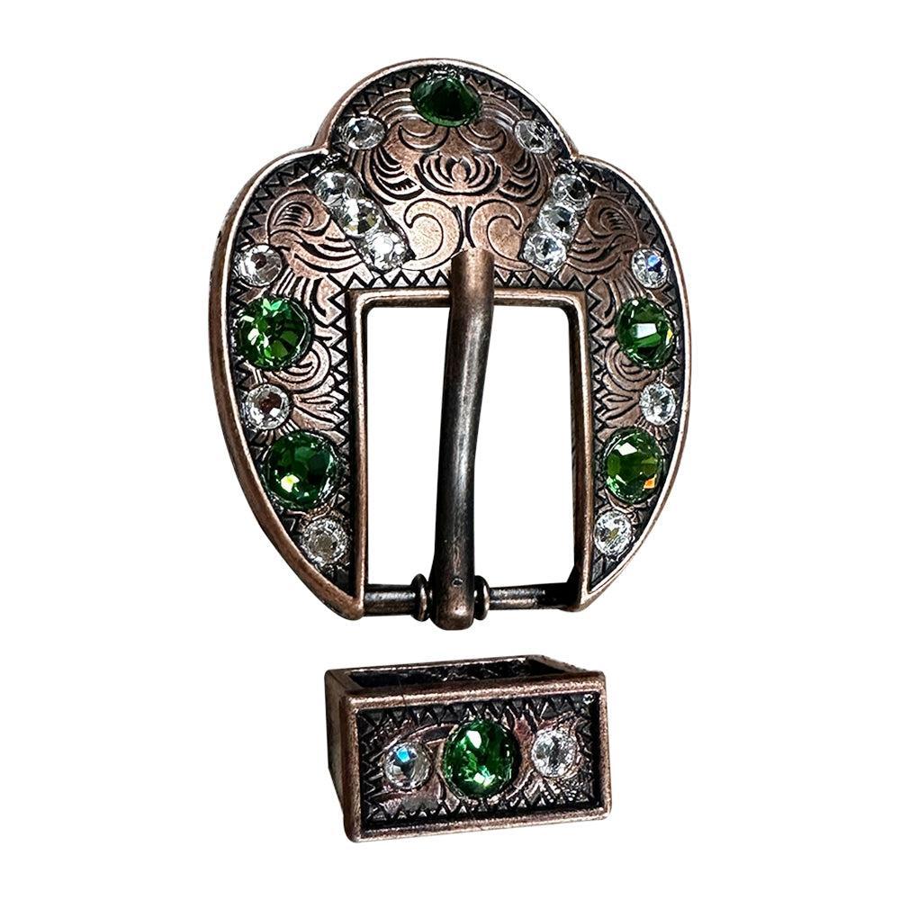 Fern &amp; Clear Copper European Crystal Fancy Buckle