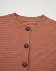 Ribbed Knit Button Front Dolman Sleeve Sweater Cardigan