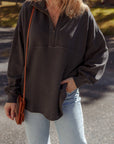 Waffle Knit Patchwork Half Zip Sweatshirt
