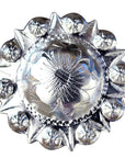 Western Screw Back Concho Silver Finish Floral Saddle Bling Cowgirl