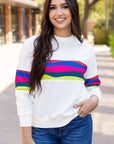 Alora Striped Accent Long Sleeve Top
