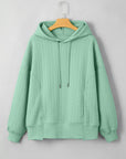 Solid Cable Textured Long Sleeve Baggy Hoodie