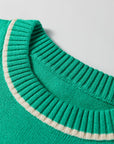Colorblock Contrast Trim Drop Shoulder Baggy Sweater