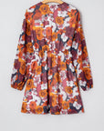 Floral Wrap V-Neck Puff Sleeve Mini Dress