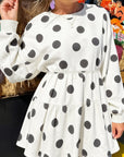 Polka Dot Long Sleeve Flared Mini Dress