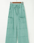 Brittany Mineral Wash Exposed Seam Drawstring Cargo Pants